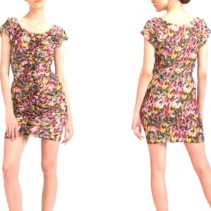 Anthropologie Leifsdottir ruched  Silk Feather Dress